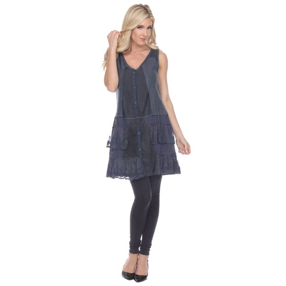 Pretty Angle Boutique Boho Linen Blend Tiered Sleeveless Tunic / Dress - Picture 1 of 10